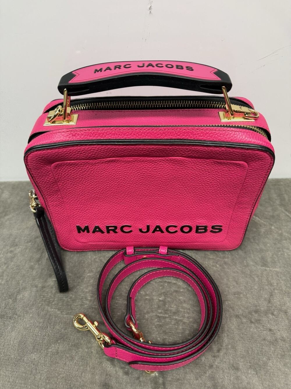 Marc Jacobs The Box 20 Diva Pink Leather Crossbody Top Handle Bag - Picture 1 of 15